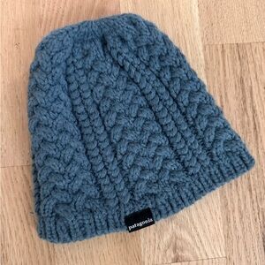 Patagonia Blue Cable Knit Kids Beanie